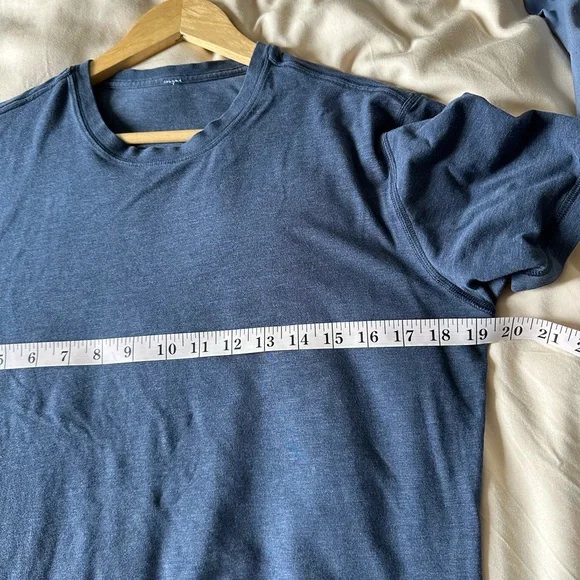 Lululemon Athletica Men’s 5 Year Basic Tee Short Sleeve Heathered Nautical Navy - Picture 9 of 9